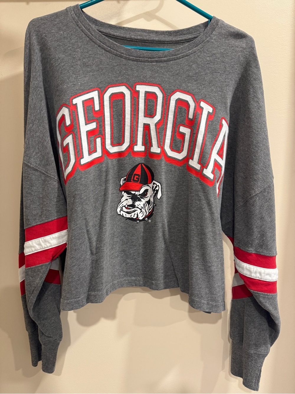 Rivalry Threads Heather Gray Logo Sweatshirt with White Print